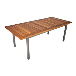 Mesa Nápoli com Tampo de Madeira Cumarú e Estrutura de Alumínio